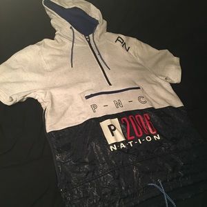 Warm up short sleeve hoodie